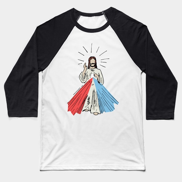 Divine Mercy Baseball T-Shirt by paucacahuate